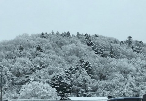 雪がつもった山の風景